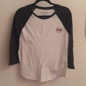 White/Grey Heart Eyes Emoji Baseball Tee